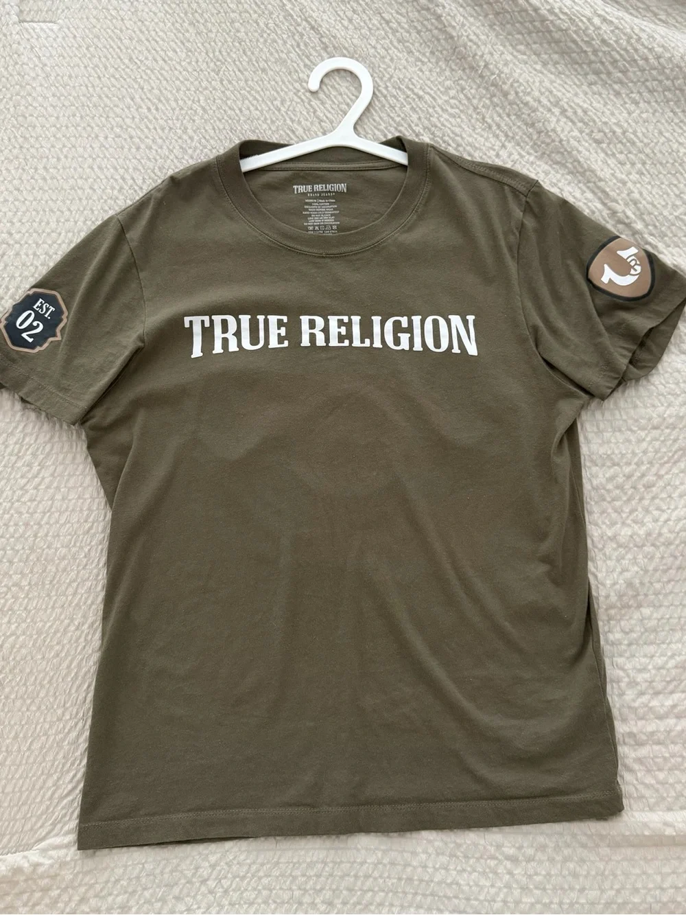 True Religion Olive Green Logo Crew Neck Tee